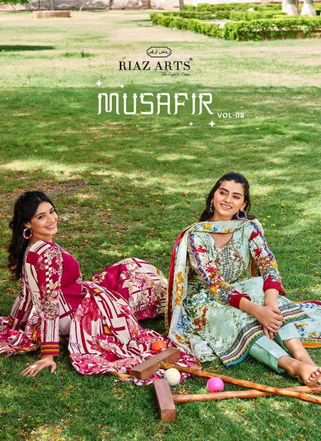 Musafir Vol 8 By Riaz Arts Digital Printed Karachi Cotton Dress Material Wholesale Online
 Catalog